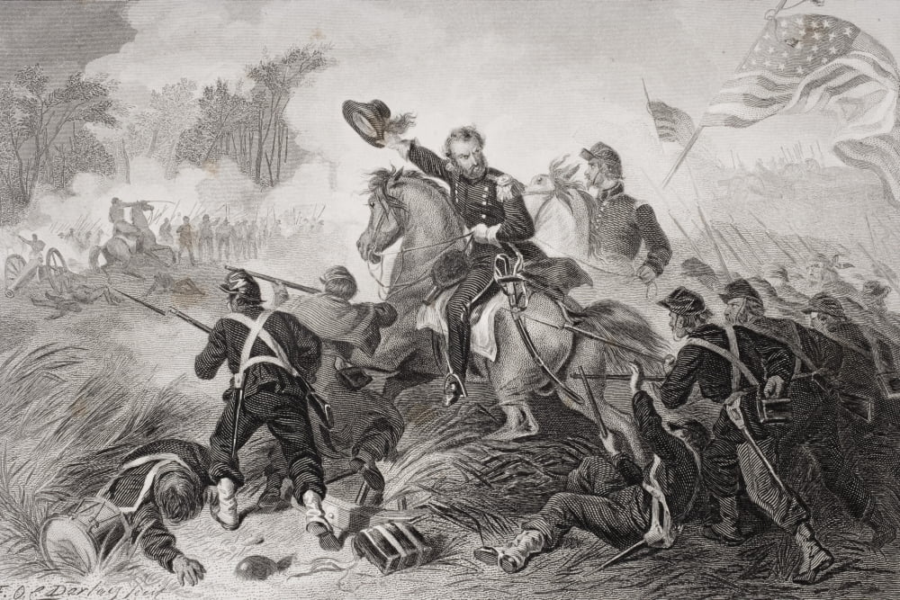 General Lyons Charge At The Battle Of Wilsons Creek Missouri 1861 In Which He Was Killed Lyons Was First Union General To Be Killed In The Civil War Canvas Art - Ken Welsh Design Pics (17 x 11)
