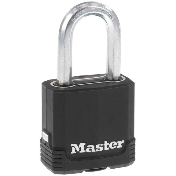General Magnum Heavy Duty Outdoor Padlock with Key, Weather Resistant Body and Cut Safe Shackle Make Lock Perfect for Fences, Gates, Sheds, M115XKADLF, Black