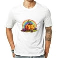 thumbnail image 1 of General Men's Thanksgiving Fall Autumn Leaf Pumpkin Rainbow Graphic T-shirt White, 1 of 3