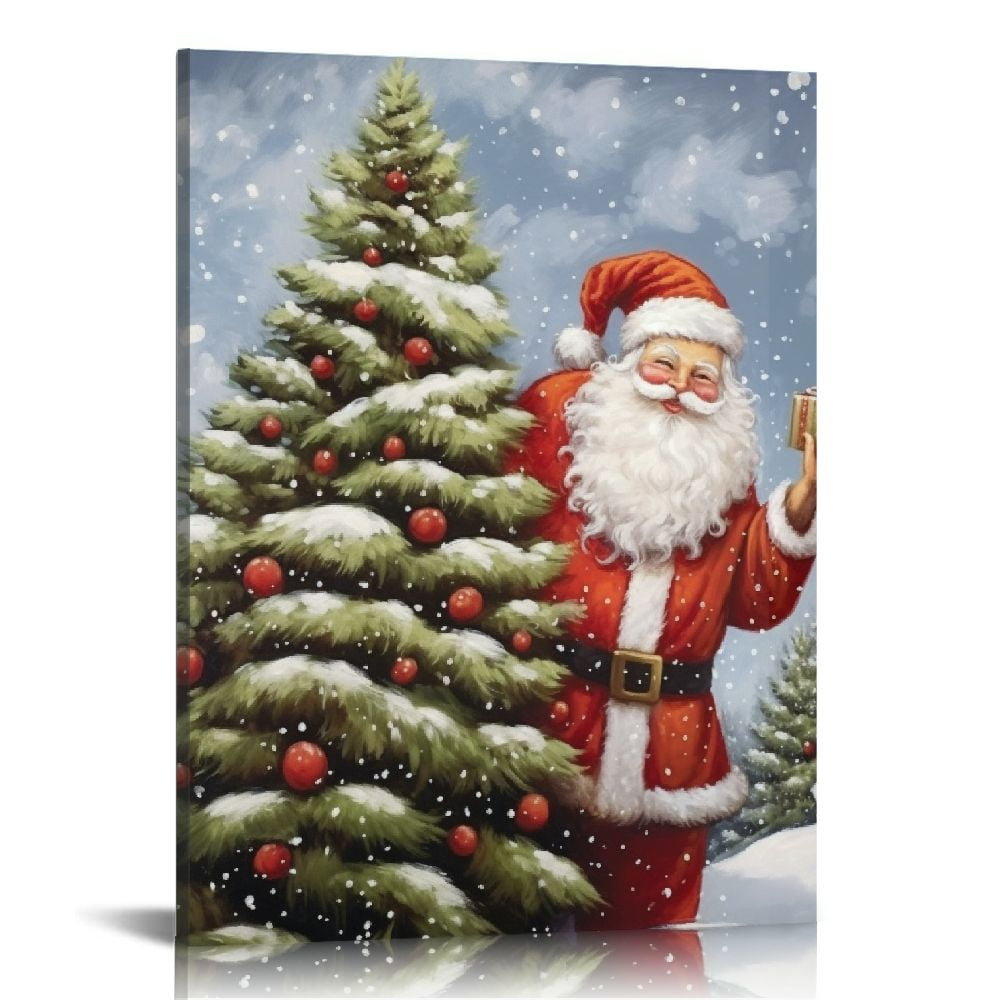 General Merry Christmas Poster Santa Claus Poster Wall Art Decor Canvas