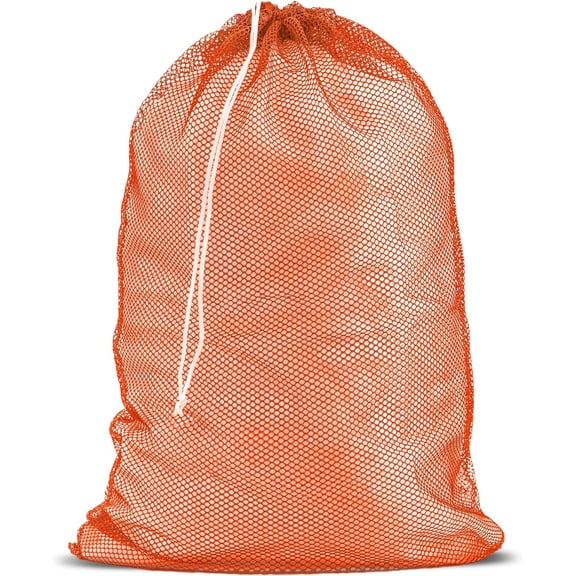 General Mesh XL Laundry Bag - Durable, Machine Washable with Secure Drawstring Closure - Perfect for College Dorms, Laundromats, Apartments (Orange, Large 24" x 36")