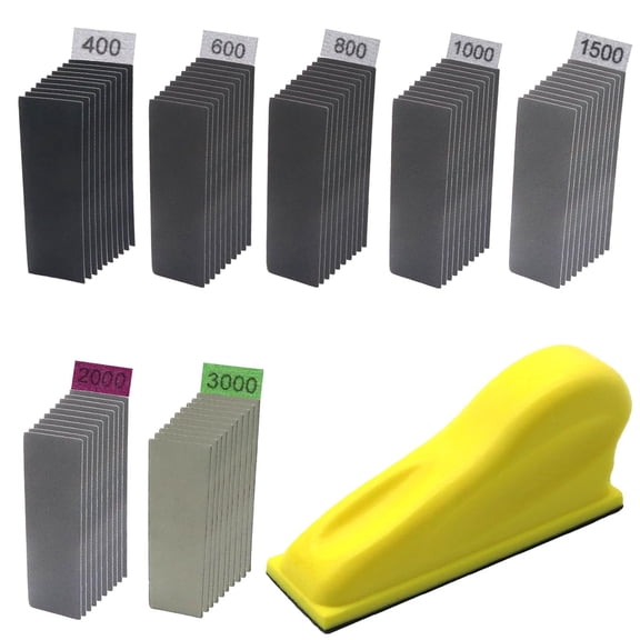 General Micro Zip Detail Sander 70PCS Sandpaper-Grit 400 600 800 1000 1500 2000 3000, 3.5”x 1”Micro Sander Tool for Small Projects Wet Dry, Hook and Loop Detail Sander for Crafts and Woodworking
