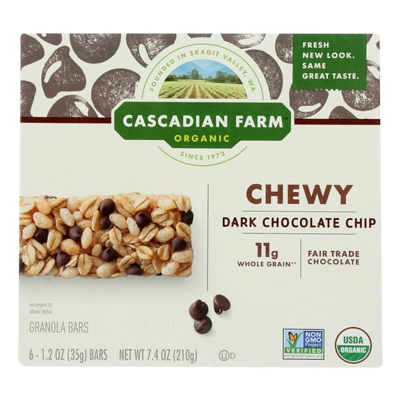 General Mills, Cascadian Farm, Snack Bars, Kosher, Chocolate Chip, 12 Ct, 7.4 oz