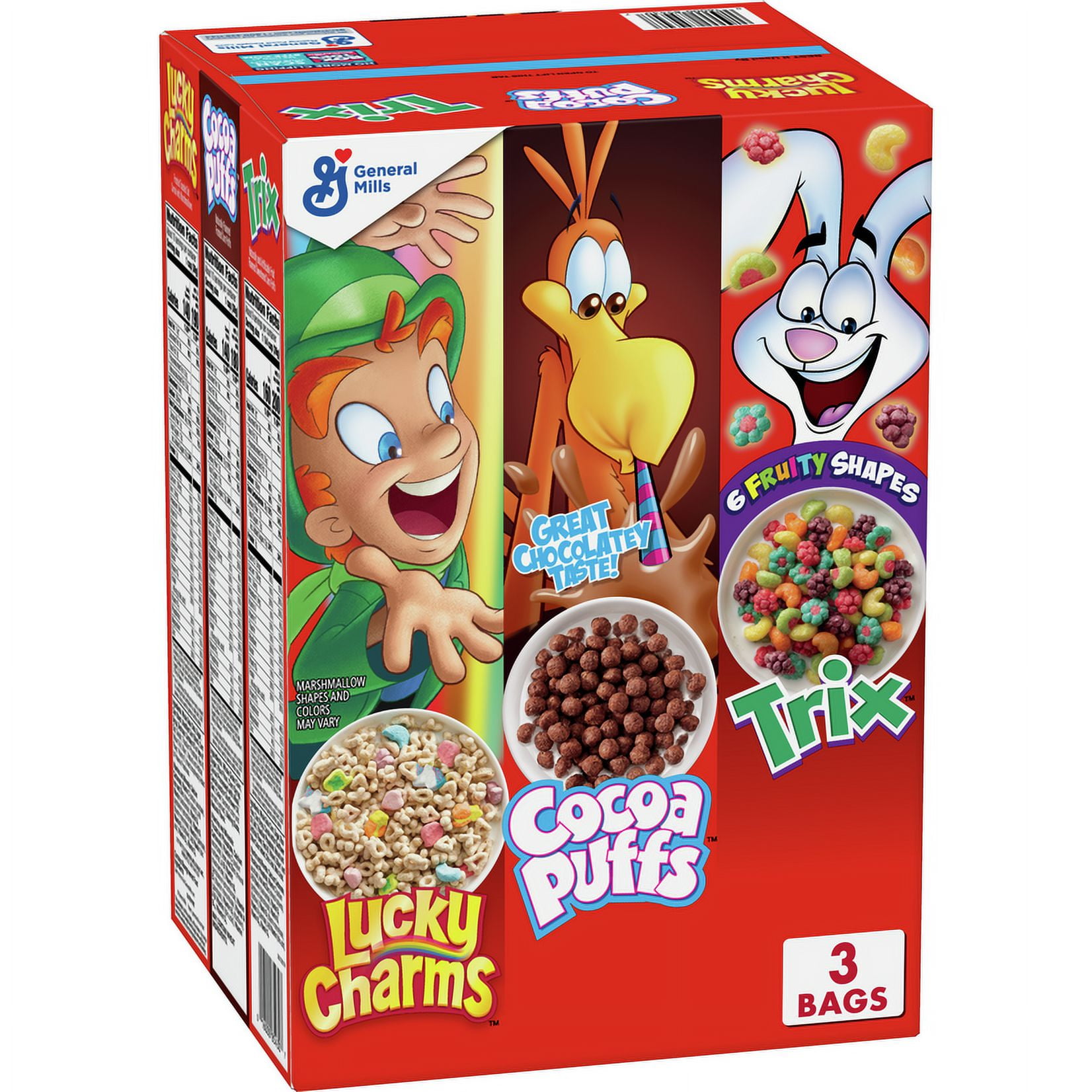 General Mills Cereal Kid Variety Pack, Lucky Charms, Trix, Cocoa Puffs