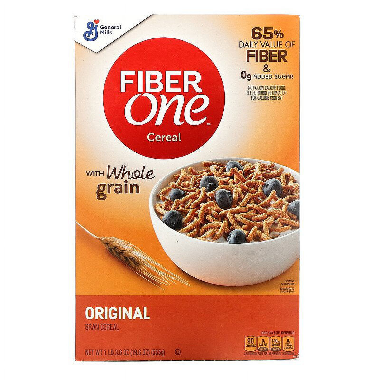 General Mills, Fiber One Cereal with Whole Grain, Original Bran, 19.6