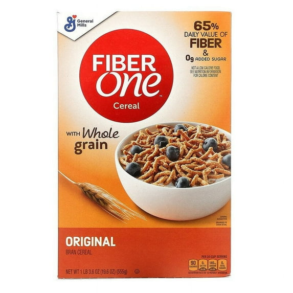 General Mills, Fiber One Cereal with Whole Grain, Original Bran, 19.6 oz Pack of 3