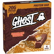 GHOST PROTEIN BAR, CHOCOLATE CARAMEL Flavor, 20G Protein, 2G Sugar, 4 Ct, 9.2 oz
