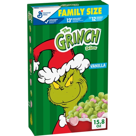 The Grinch Cereal, Sweetened Vanilla Corn Puffs with Marshmallows, Family Size, 15.8 oz