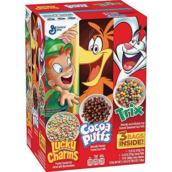 General Mills Lucky Charms, Cocoa Puffs and Trix Cereal Variety Pack, 3 pk.