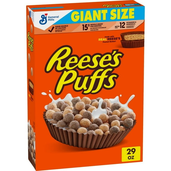 General Mills REESES PUFFS Chocolatey Peanut Butter Cereal Giant Size 29 oz - Pack of 3