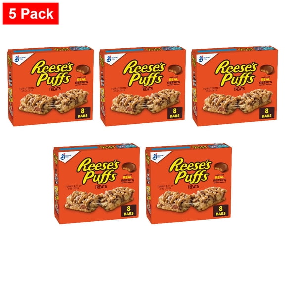 General Mills REESES Puffs Cereal Treat Bars 8 ct / 0.85 oz - 5 Pack