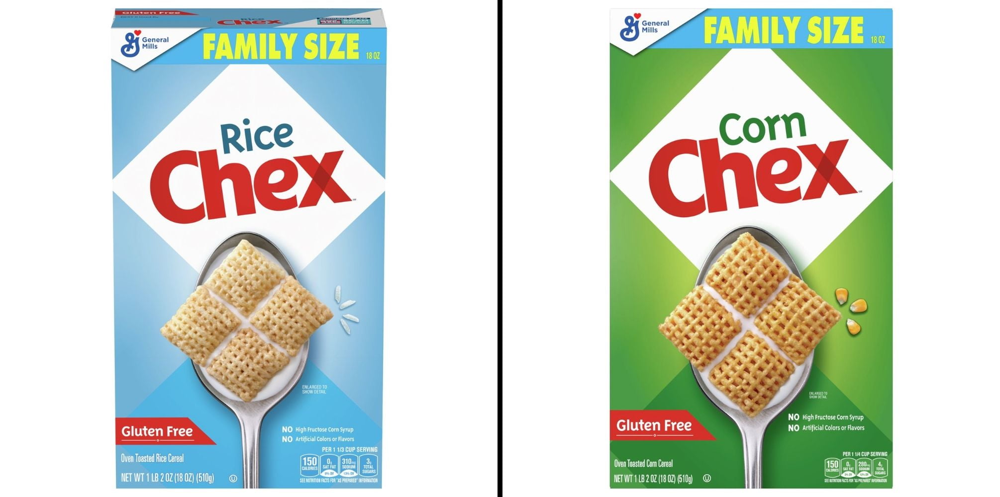 General Mills Rice Chex Cereal 18 oz & General Mills Corn Chex Cereal 18 oz