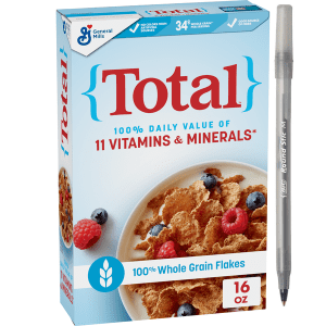 General Mills Total Wheat Flakes Cereal with pan