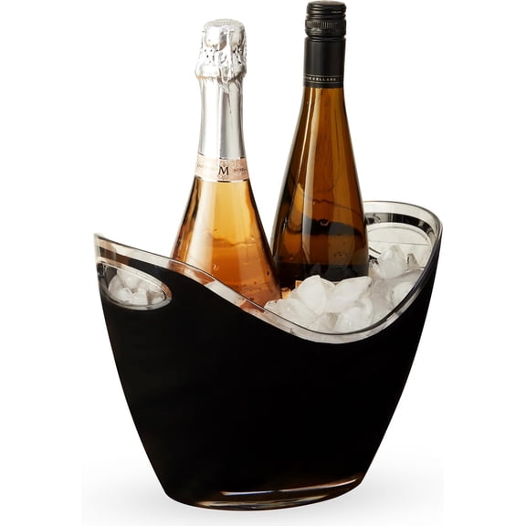 General Modern Wine & Champagne Bucket | Black Ice Beverage Tub - Indoor & Outdoor Great for Parties - 2 Bottles Capacity Champagne & Wine Chiller - 10.5" x 8.25" x 7.75"