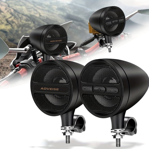 General Motorcycle Stereo Sound System with Built-In Amplifier, MP3 & USB - 12V Speakers for ATVs, Handlebar Mount