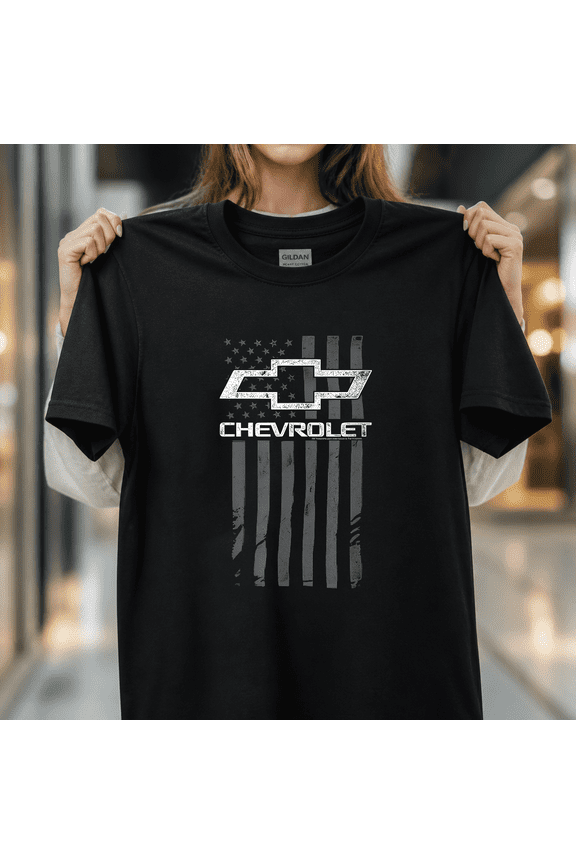General Motors Chevrolet Bowtie American Flag Chevy Logo Unisex T-Shirt, S- 5XL