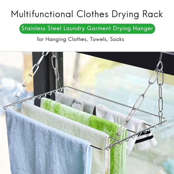 General Multifunctional Clothes Drying Rack, Stainless Steel Laundry Garment Drying Hanger for Hanging Clothes, Towels, Socks, Drying Racks