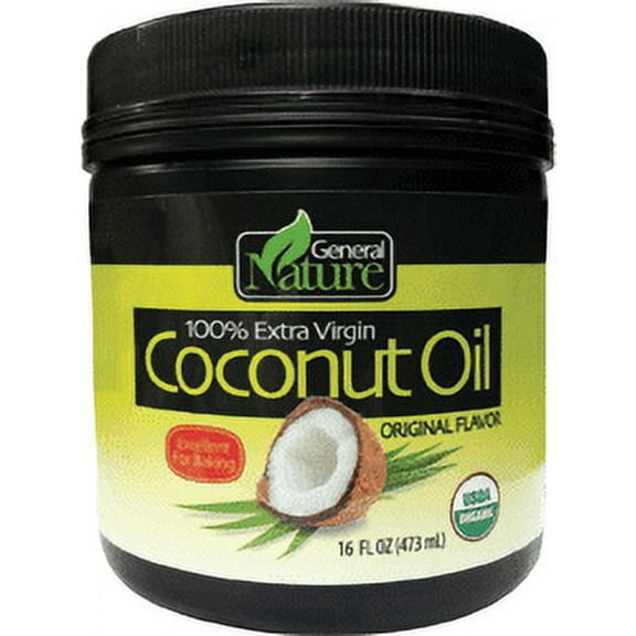 General Nature Kosher 100% Extra Virgin Organic Coconut Oil Original Flavor - 16 OZ