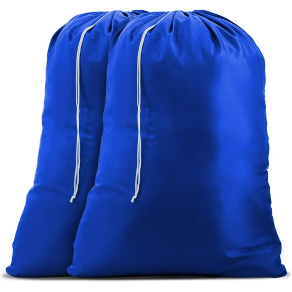 General Nylon XL - Large Capacity with Locking Drawstring, Machine Washable, Fits Laundry Baskets or Hampers, Holds 3 Loads of Clothes - Royal Blue (Pack of 2)