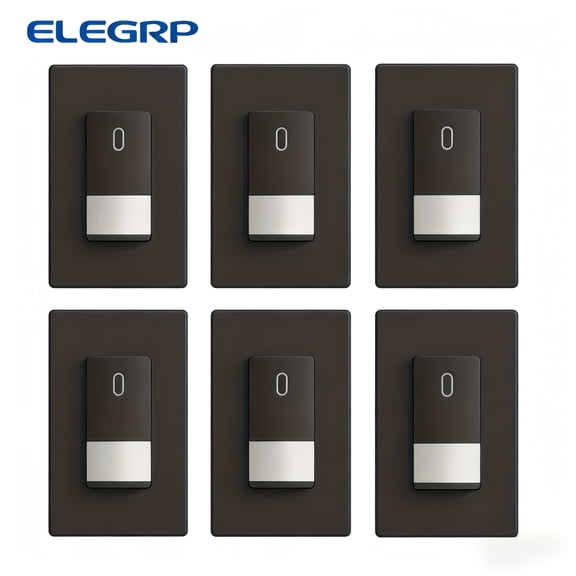 General Occupancy Motion Sensor Light Switch, PIR Infrared Motion Activated Wall Switch, No Neutral Wire, Single Pole for CFL/LED/Incandescent Bulb, Wall Plate Included, (4 Pack, Matte Black)