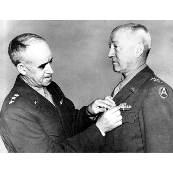 General Omar N. Bradley Pins Bronze Cluster On The Lapel Of Lt. General George S. Patton History