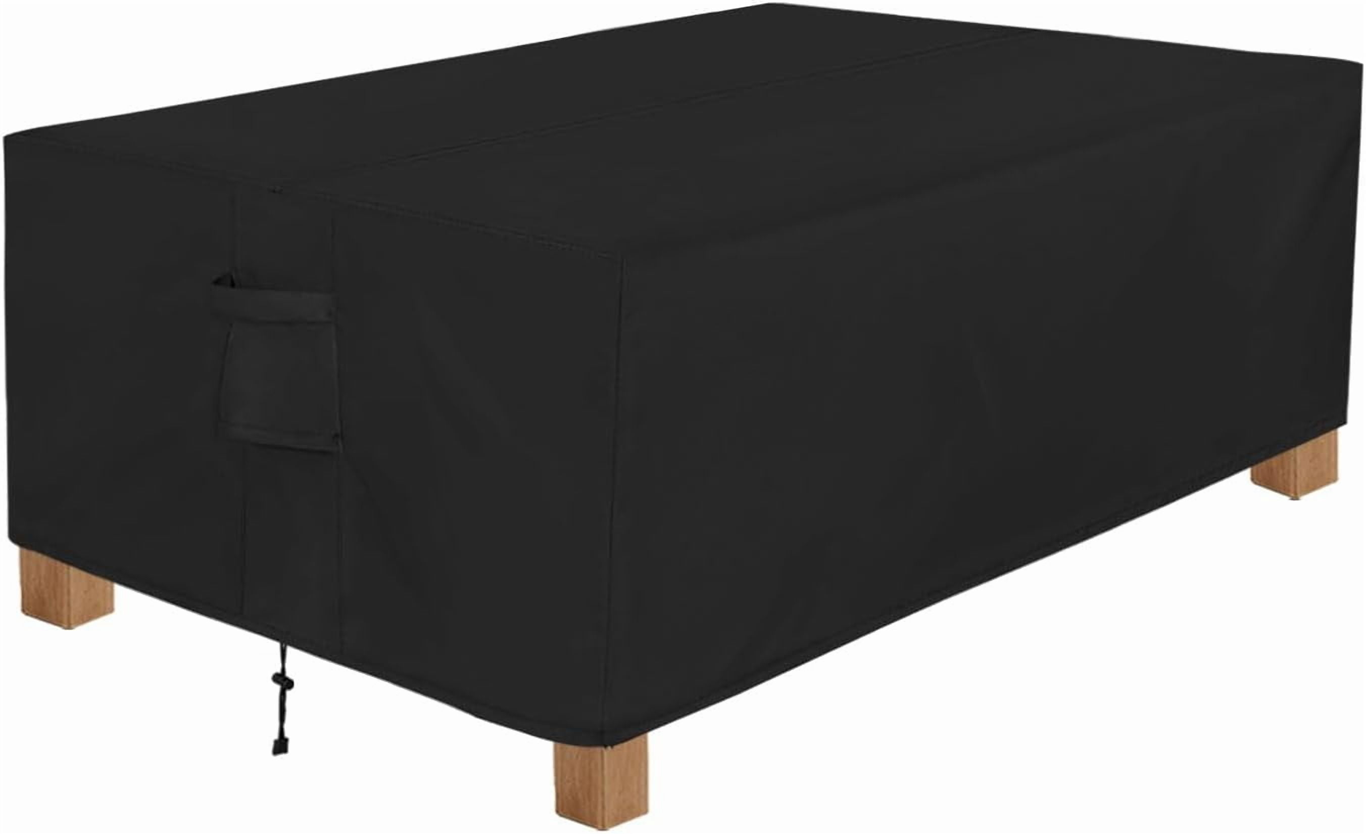 General Patio Furniture Cover Waterproof Outdoor Rectangular Coffee Table Cover with Seal Tape at Seams (48" L x 28" W x 16" H, Black)