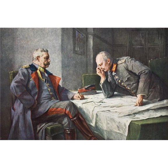 General Paul Von Hindenburg 1847 1934 And Chief Of Staff Erich Von Ludendorff 1865 1937 At The Map Table After A Paintin