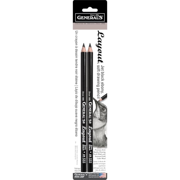 General Pencil 639393Layout Graphite Drawing Pencils 2/Pkg-2B