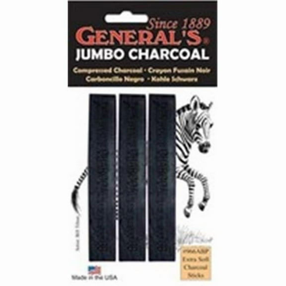 General Pencil 966ABP Jumbo Extra Soft Charcoal Sticks - 3 Pack