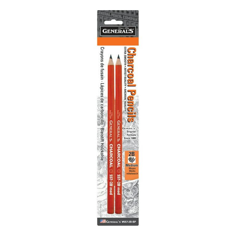 General Wide Compressed Charcoal sticks 6B - 3 Pack 