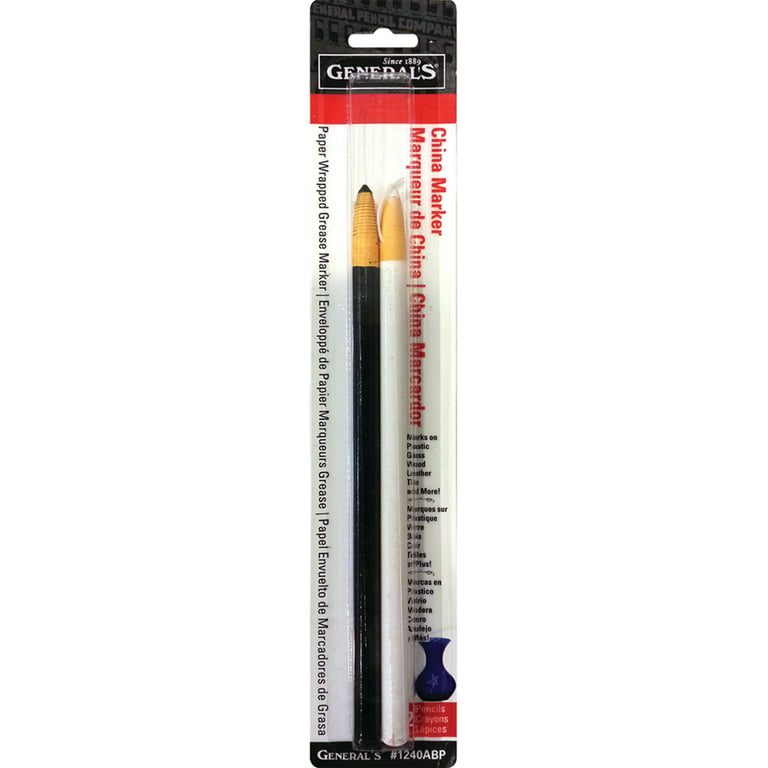 General Pencil China Marker Multi-Purpose Grease Pencils, Black/White - 2 count
