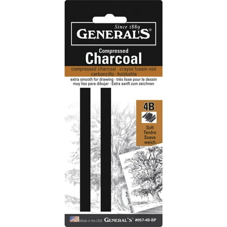 General Pencil Compressed Charcoal Set, 4B, Medium, 2/Pkg.
