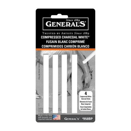 General Pencil Compressed Charcoal Set, White, 4/Pkg.