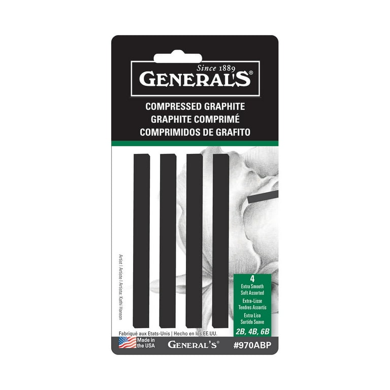 Kimberly Non-Toxic Compressed Graphite Stick, Assorted Tip, Black - 4 pack