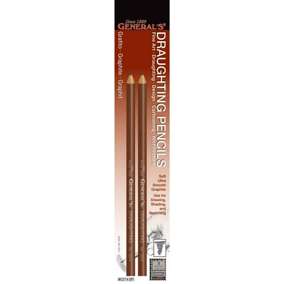 General Pencil Draughting Pencil, 2B, 2/Pkg.
