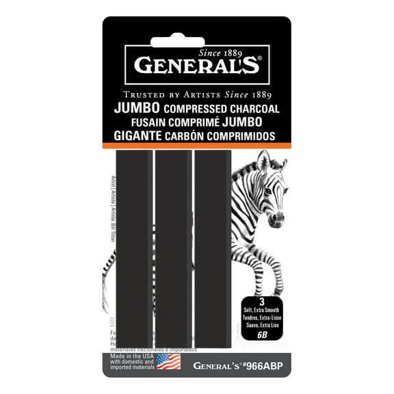 General Pencil Jumbo Compressed Charcoal Set, 6B