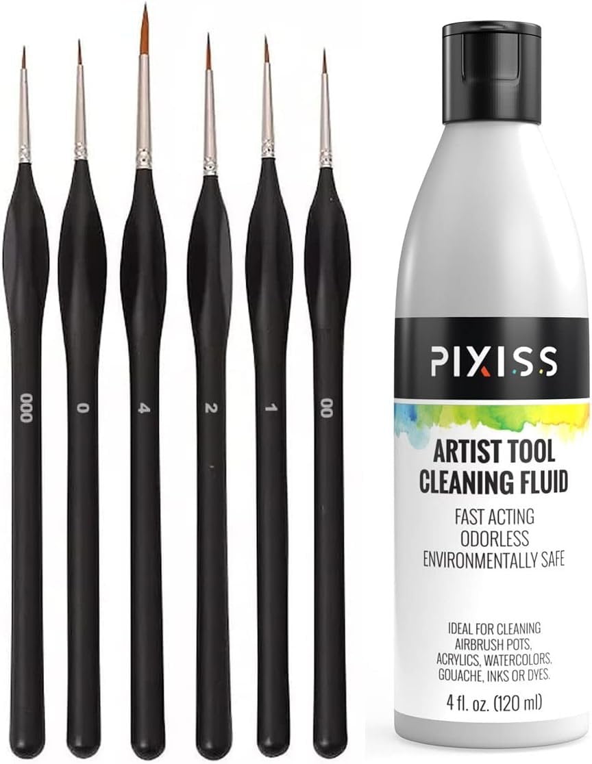 Fine Detail Paint Brush Set - 7 Pieces Miniature Brushes for Watercolor,  Acrylic Painting, Models, Airplane Kits