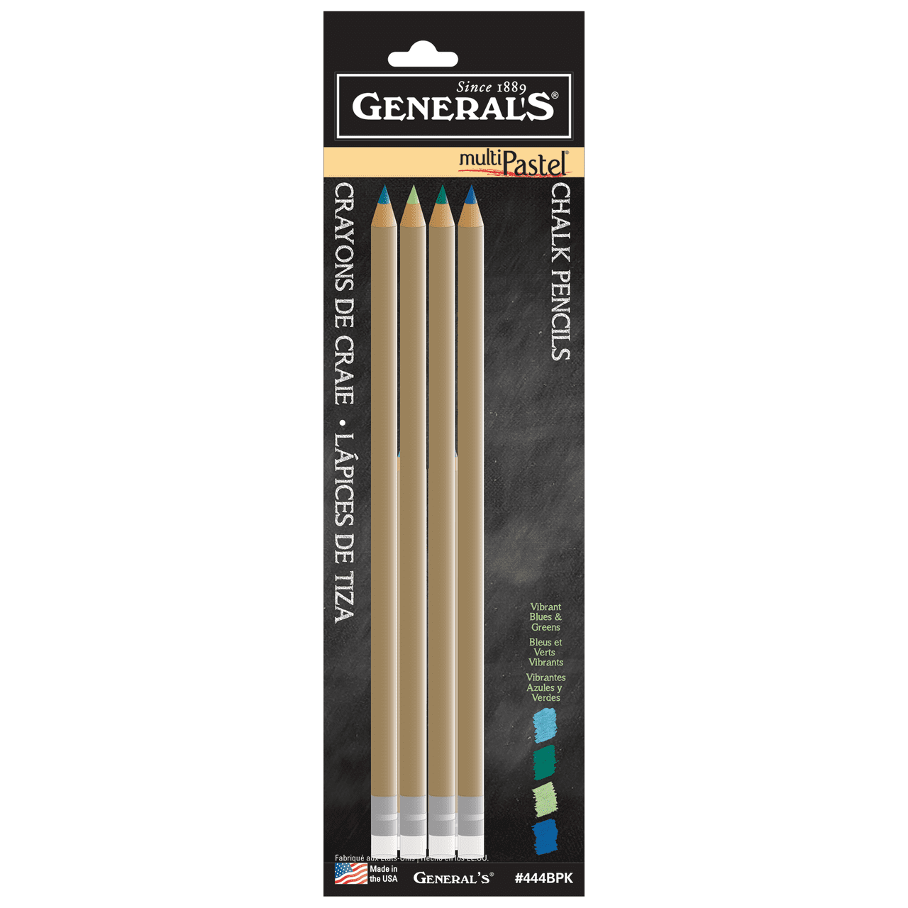 General Pencil MultiPastel Chalk Pencil Set, Blue & Green Colors