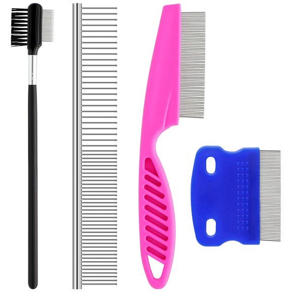 General Pets Grooming Comb Kit for Small Dogs Puppies For Tear Stain Remover, 2-in-1 with Round Teeth to Remove Knots Crust Mucus