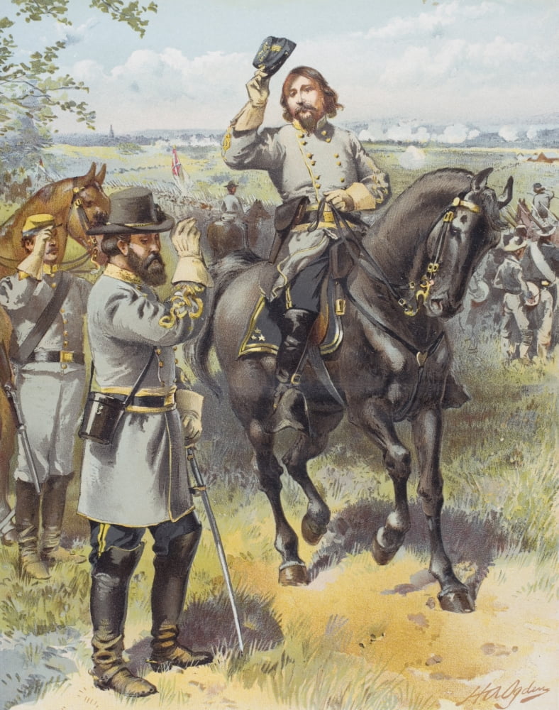 General Pickett Taking The Order To Charge From General Longstreet Battle Of Gettysburg July 3 1863 Artist HA Ogden Canvas Art - Ken Welsh Design Pics (24 x 32)