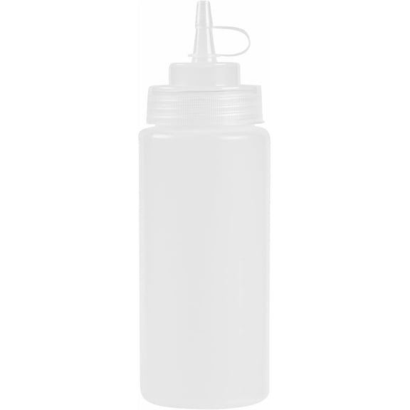 General Plastic Squeeze Bottle 16 oz Wide Mouth Condiment Bottle With Cap Reusable Dishwashable Clear Sauce Dispenser For Syrups, Ketchup, Mustard, Oil, Dressing, Honey, Art And Craft