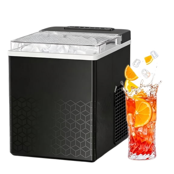 General Portable Mini Ice Maker Machine with Carry Handle & Self-Cleaning, Fast Bullet Ice Production Energy-Saving Compact, Basket Scoop Included for Home Office Party Travel
