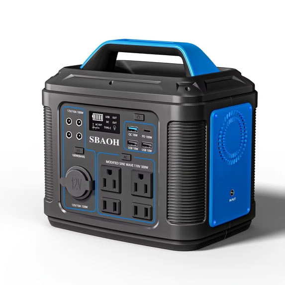 General Portable Power Station, 300W 296Wh Power Supply Quick Charge/110V AC Outlets/DC Ports And LED Flashlight. Portable Generator for Outdoor Camping, Traveling, Hunting And Power Outages