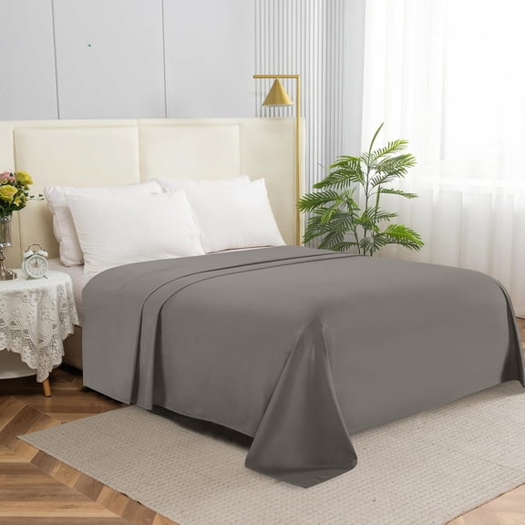 General Premium Hotel Quality 1-Piece Flat Sheet, Luxury & Softest 1500 Thread Count Egyptian Quality Bedding Flat Sheet, Wrinkle, Stain and Fade Resistant, King, Grey