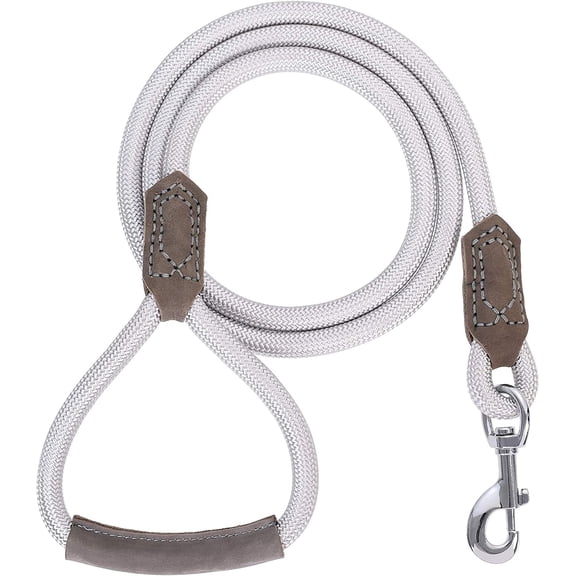 General | Premium Leather Dog Leash | Strong Rope Leash | Leather Handle | Zinc Alloy Strong Clasp | Small Medium Large Dogs | 4/5/6 Feet(Sliver, 48 Inch (Pack of 1))