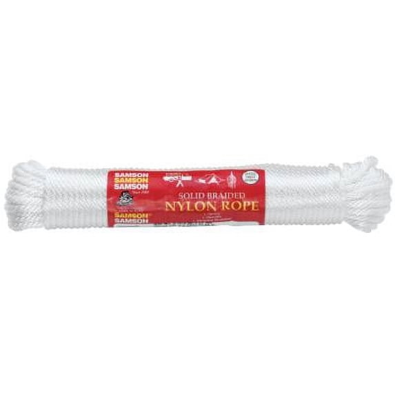 General Purpose 12-Strand Cords, 1,250 lb Cap., 500 ft, Solid Braid Nylon, White