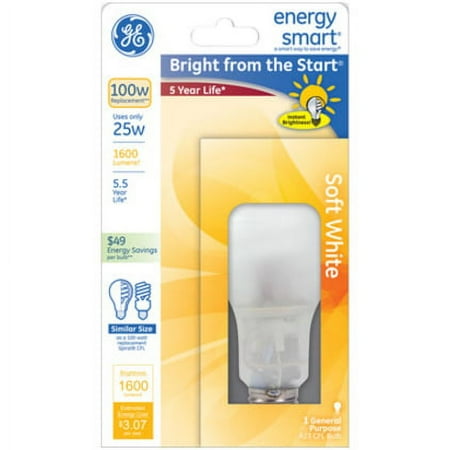 GE CFL A19 25W Warm White 1600 Lumens Bulb 1 pack - 60309