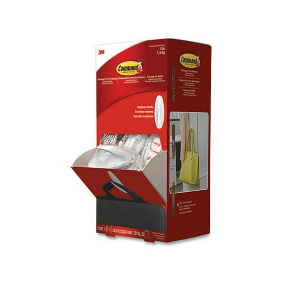 General Purpose Designer Hooks Medium, 3 lb Cap, White, 50 Hooks and Strips/Pack