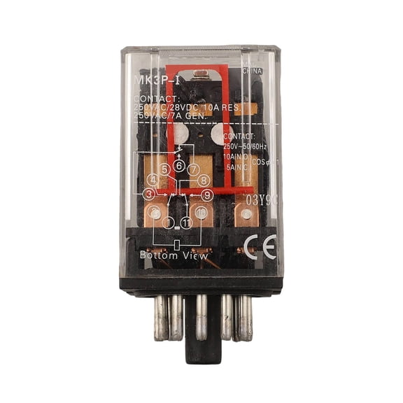 General Purpose Electromagnetic Relay MK3P-I 12V DC Coil 10A 250VAC 11-Pin Socket Mount Silver Alloy Contacts For Industrial Control Automation Equipment