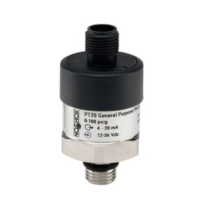 General Purpose Fixed Range Pressure Transmitter, 0 to 100 psi gauge, 0.5% of span, 1/4 NPT male, M12 x 1 4 pin